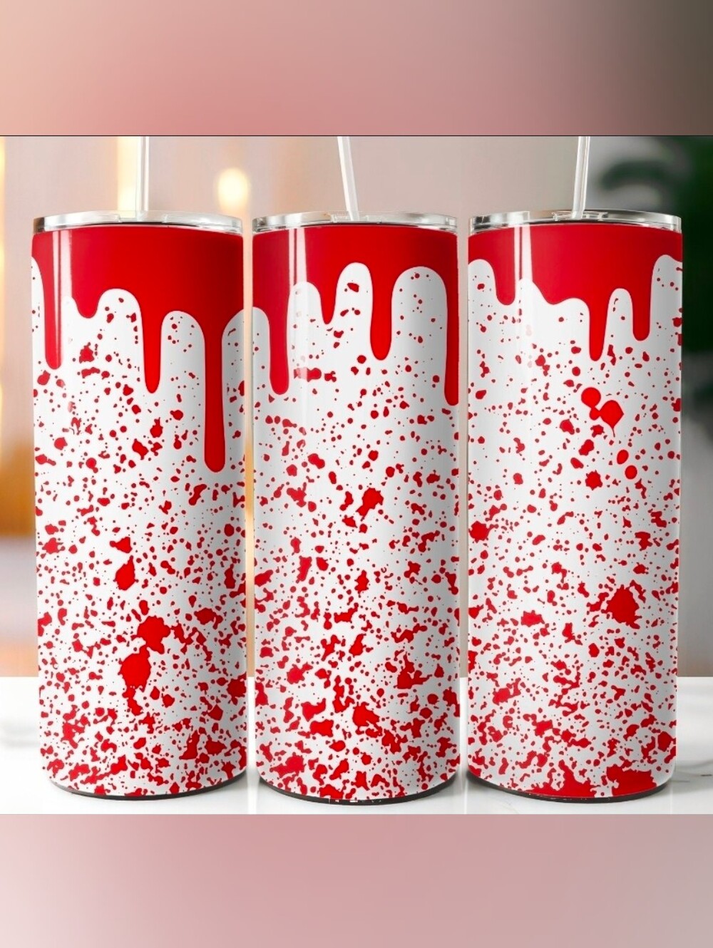 Red Drip Splatter Stainless Tumbler -